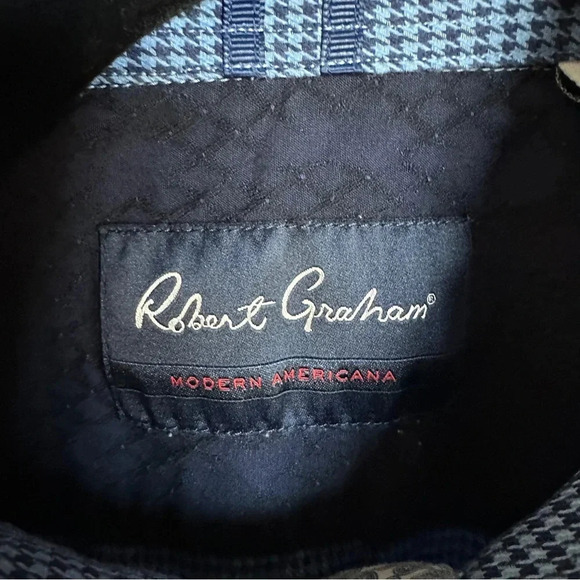 Robert Graham Size Medium Tailored Fit Flip‎ Cuff Long Sleeve Blue Plaid Classic - Picture 3 of 12